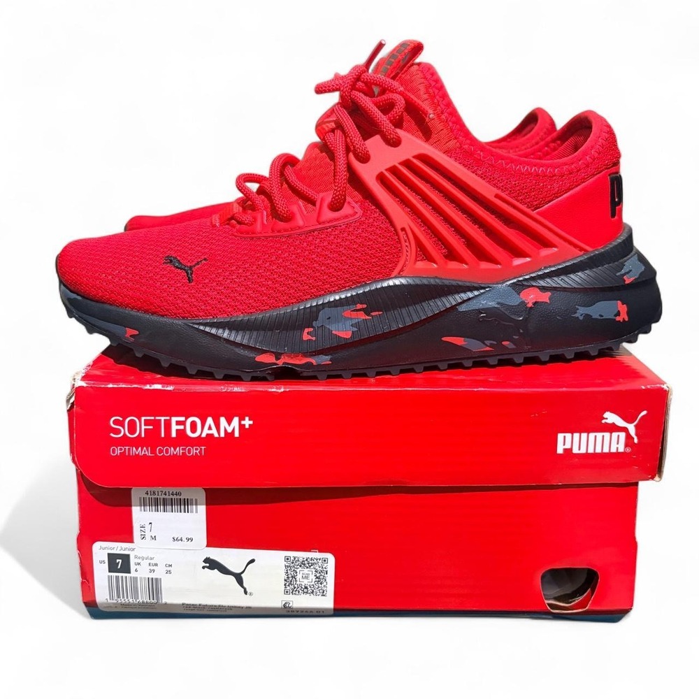 Puma Pacer Future Clr Utility JR Red Black Sneakers 389244-01 Womens 7